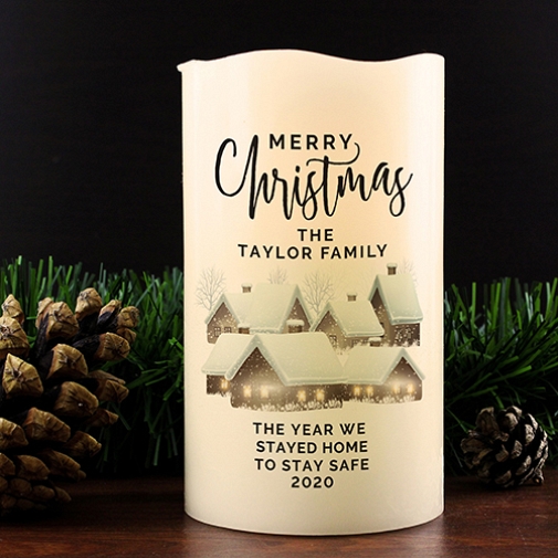 Personalised Christmas Town LED Candle Delivery UK
