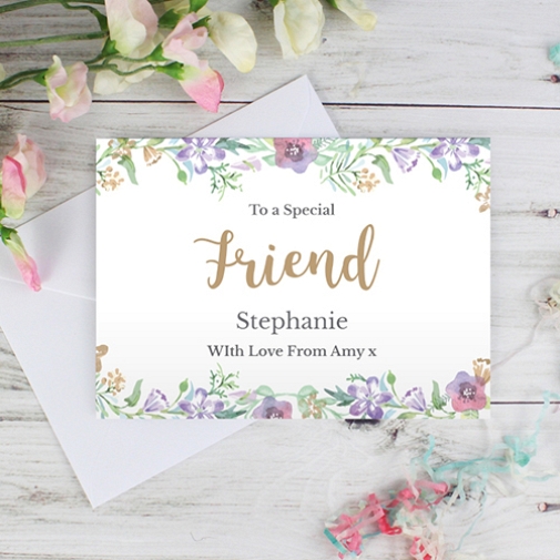 Personalised Gold Floral Watercolour Card delivery to UK [United Kingdom]