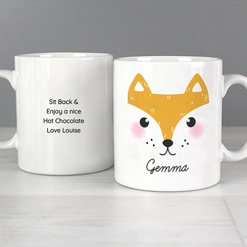 Personalised Cute Fox Face Mug Delivery UK