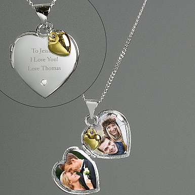 Sterling Gold and Diamond Heart Locket Delivery to UK