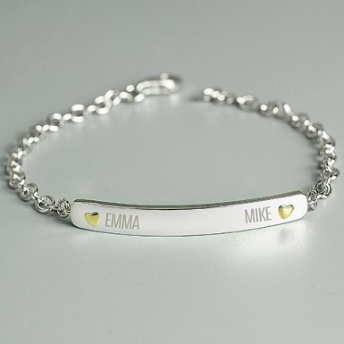 Personalised Two Names Sterling Bracelet Delivery to UK