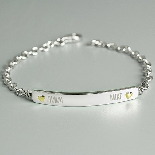 Personalised Two Names Sterling Bracelet Delivery to UK