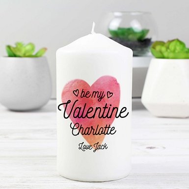 Personalised Be My Valentine Pillar Candle Delivery to UK