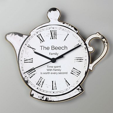 Personalised Teapot Shape Wooden Clock Delivery UK