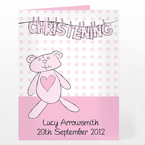 Personalised Girl Christening Wash Line Card