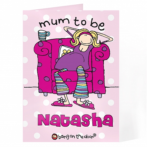 Personalised Bang on the Door Mum to Be Card