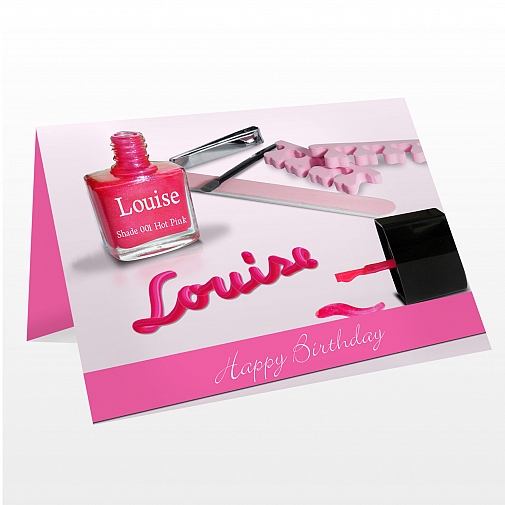 Personalised Pink Nail Polish Card