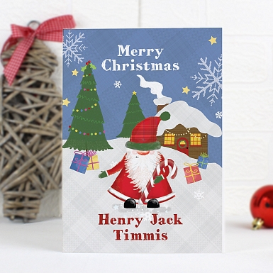 Personalised Tartan Santa Card