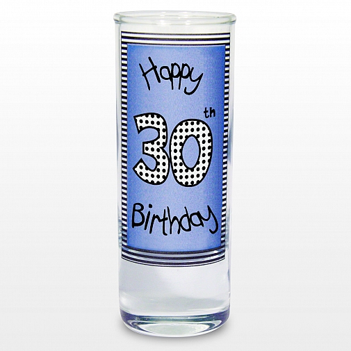 Blue 30th Happy Birthday Shot Glass
