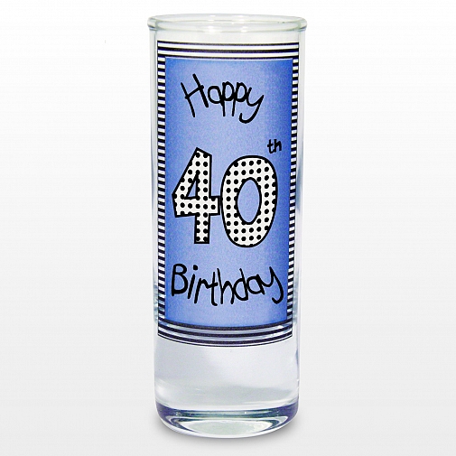Blue 40th Happy Birthday Shot Glass