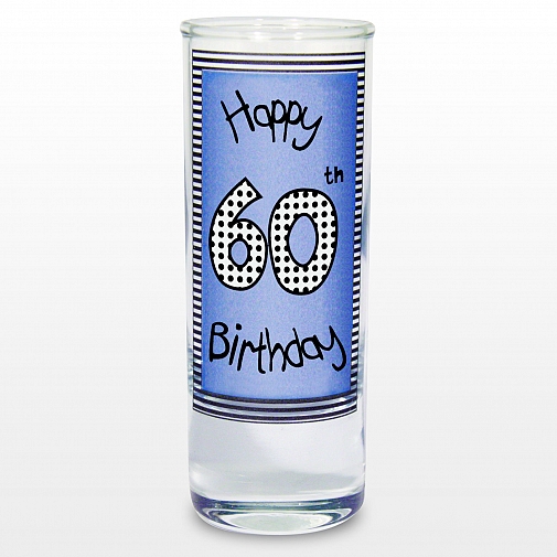 Blue 60th Happy Birthday Shot Glass