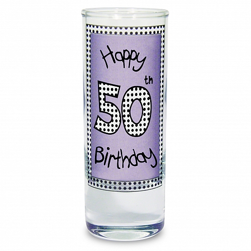 Lilac 50th Happy Birthday Shot Glass