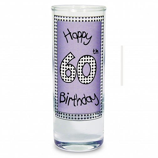 Lilac 60th Happy Birthday Shot Glass