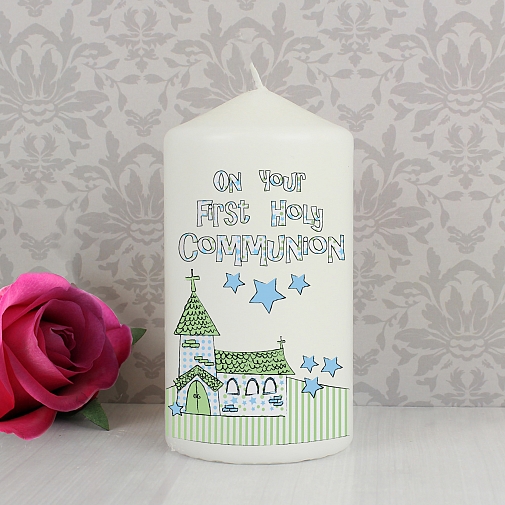 Blue First Holy Communion Church Candle