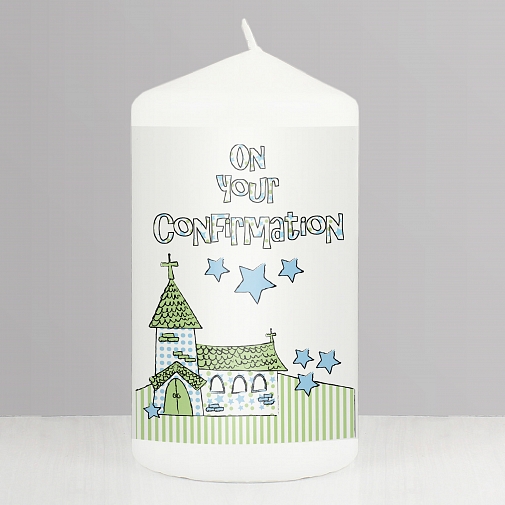 Blue Confirmation Church Candle