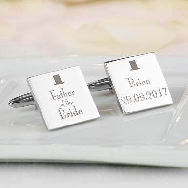Personalised Decorative Wedding Father of the Bride Square Cufflinks