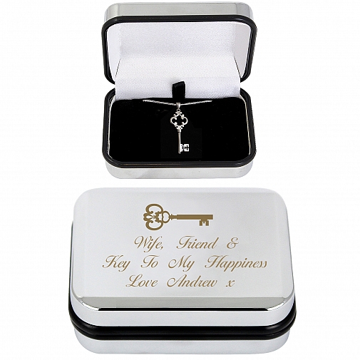 Personalised Ornate Key Necklace & Box