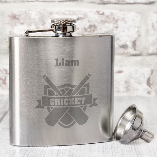 Personalised Cricket Hip Flask