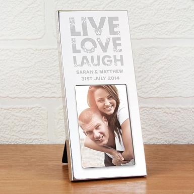 Personalised Small Silver Live Love Laugh 2x3 Photo Frame