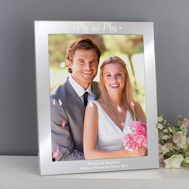 Personalised Mr & Mrs Silver 10x8 Photo Frame
