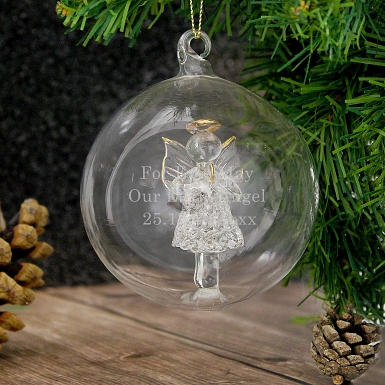 Personalised Glass Christmas Angel Bauble