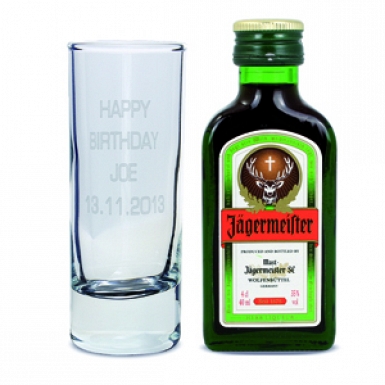 Personalised Shot Glass and Miniature Jagermeister - Text Only