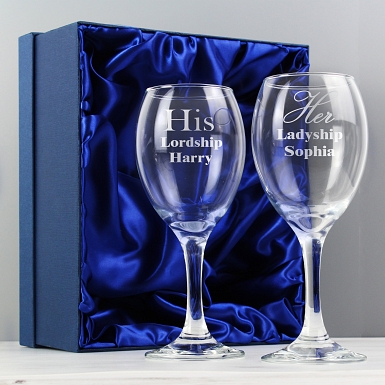 Personalised His & Her Wine Glass Set
