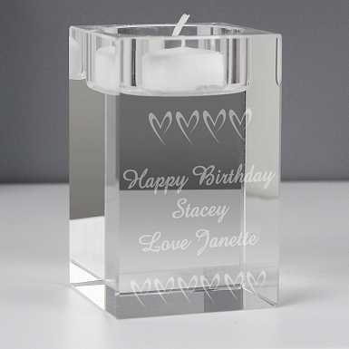 Personalised Small Hearts Tea Light Candle Holder