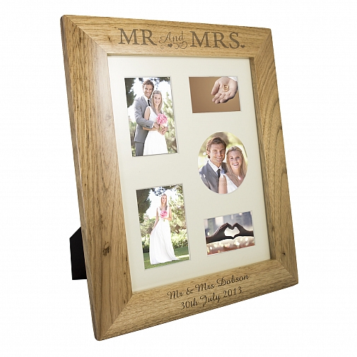 Personalised Mr & Mrs 10x8 Wooden Photo Frame