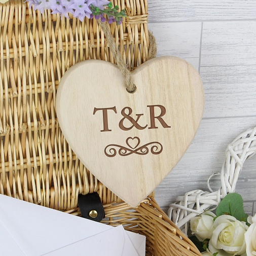Personalised Monogram Chunky Wooden Heart Decoration