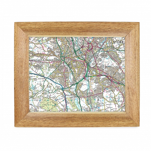 Personalised Postcode Map 10x8 Wooden Frame - Present Day