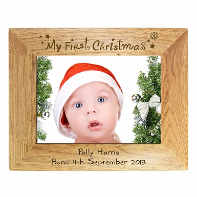 Personalised My First Christmas 5x7 Wooden Photo Frame