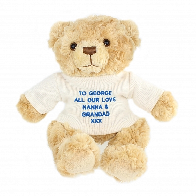 Personalised Blue Teddy Message Bear
