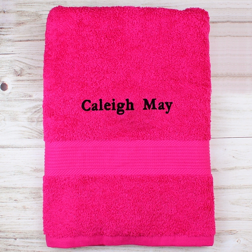 Personalised Bright Pink Bath Towel