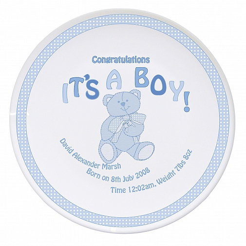 Personalised Teddy It's a Boy Plate