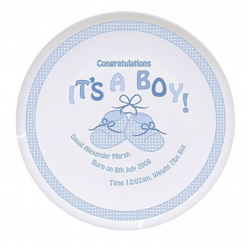 Personalised Bootee It's a Boy Plate