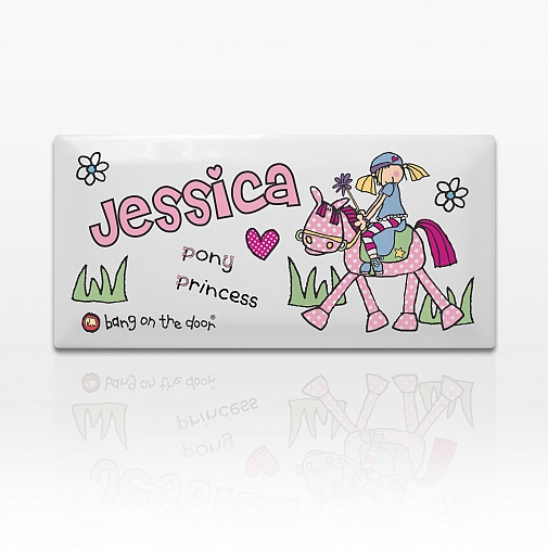Personalised Bang on the Door Pony Girl Door Tile