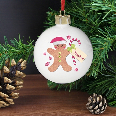 Personalised Felt Stitch Gingerbread Man Bauble