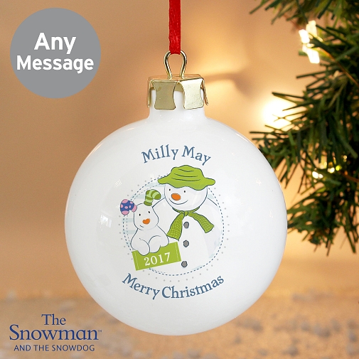 Personalised Snowman and Snowdog Year Bauble
