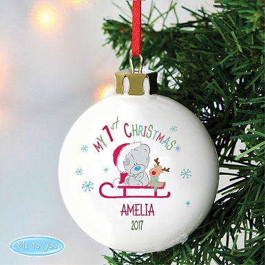 Personalised Tiny Tatty Teddy Christmas Bauble