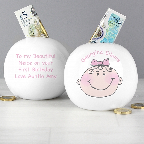 Personalised Baby Girl Money Box
