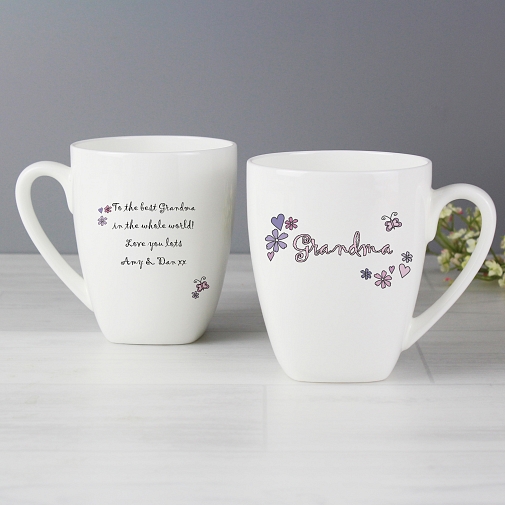 Personalised Flowers and Butterflies Name Latte Mug