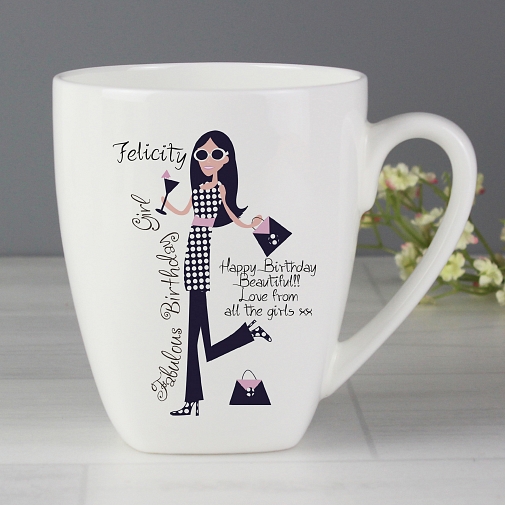 Personalised Fabulous Birthday Girl Latte Mug