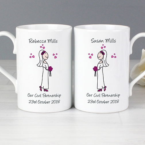 Personalised Female Wedding Mug Set