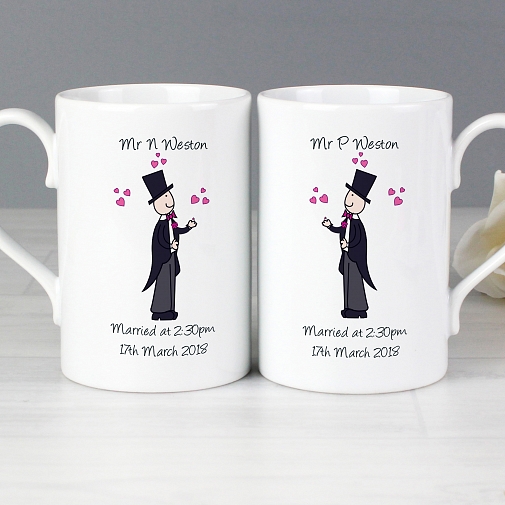 Personalised Male Wedding Mug Set