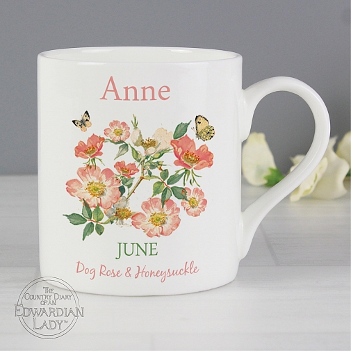 Personalised Country Diary 'June Flower Of The Month' Balmoral Mug