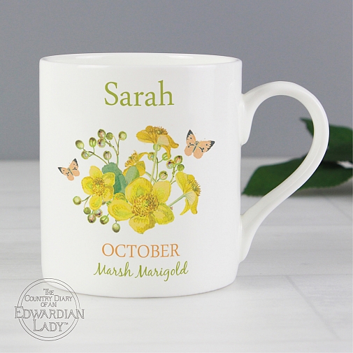 Personalised Country Diary 'October Flower Of The Month' Balmoral Mug