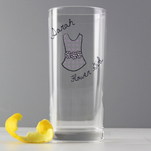 Personalised Dotty Wedding Young Female Hi Ball Glass