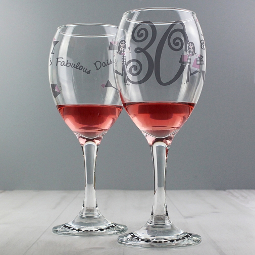 Personalised Fabulous Numbers Wine Glass