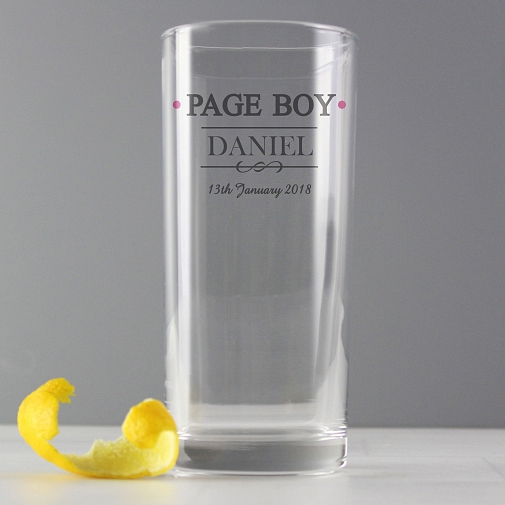 Personalised Mr & Mrs Page Boy Hi Ball Glass